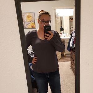 Maurice's Grey silky cut out back top size XL